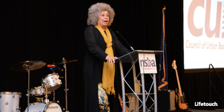 Educator, author, activist Angela Davis Angela Davis Speaks at NSBA CUBE luncheon in Philadelphia 2019